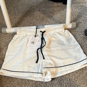 Rachel Parcell Cream Pajama Shorts with Black Trim